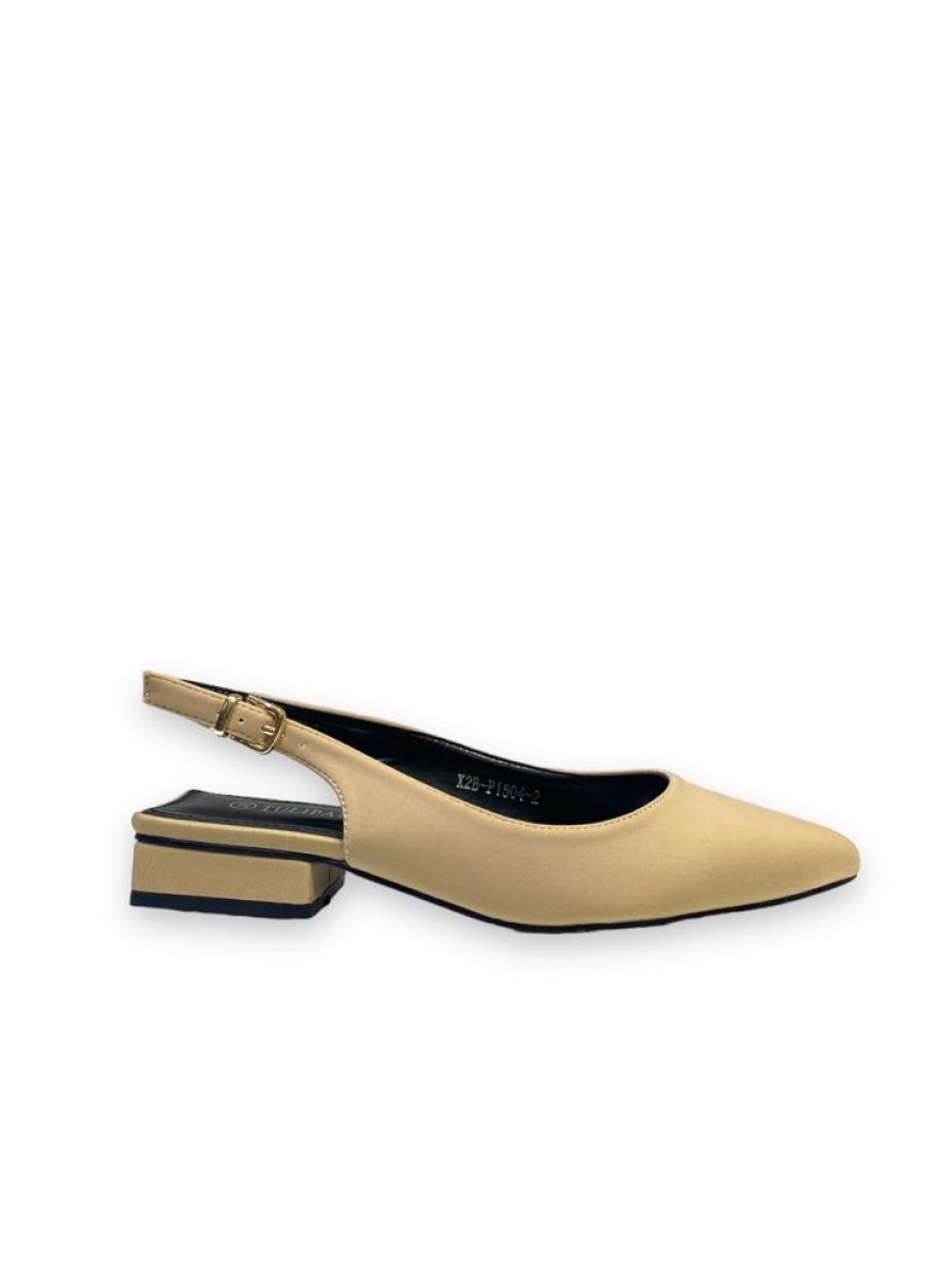 Mocassini & Scarpe Basse Primi Tacchi | Yamila - Scarpa Donna Ballerina Punta Tacco Basso Elegante Beige