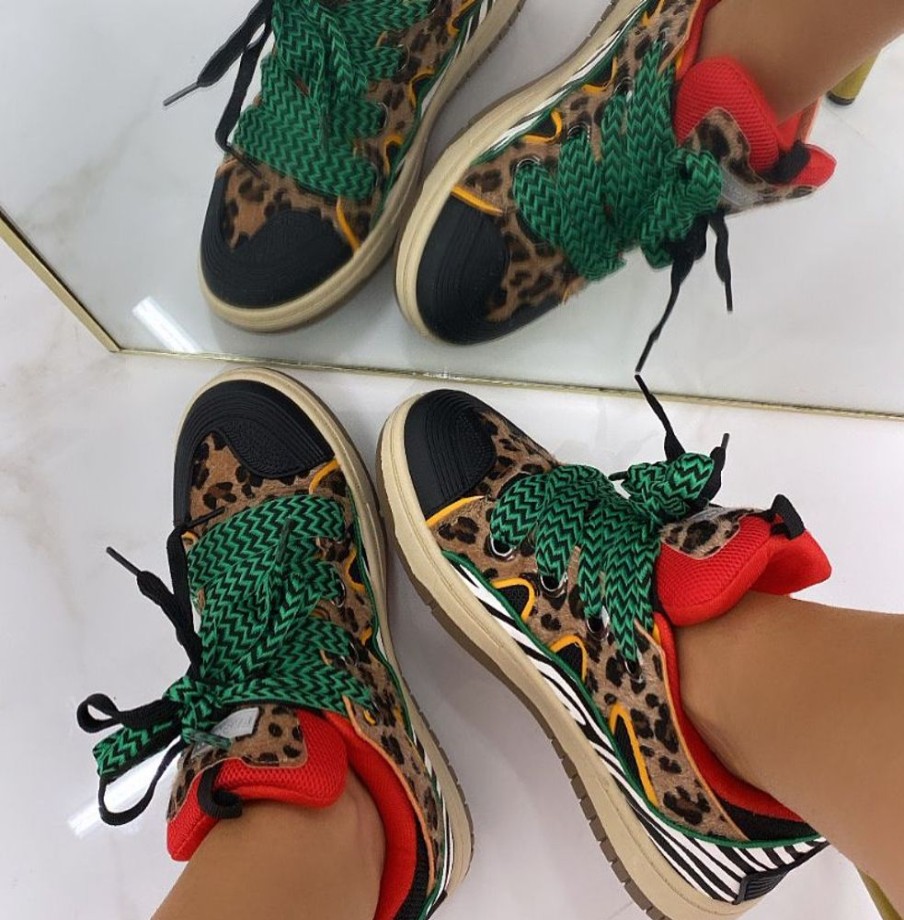 Sneakers Primi Tacchi | Lavy - Sneakers Donna Scarpe Ginnastica Lacci Multicolore Casual Comodo Leopardato