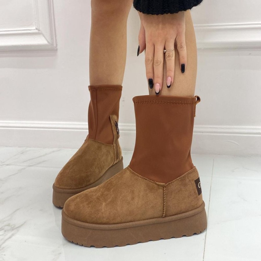 Stivaletti Primi Tacchi | Katrine - Stivaletto Eskimo Boots Comodo Elasticizzato Marrone