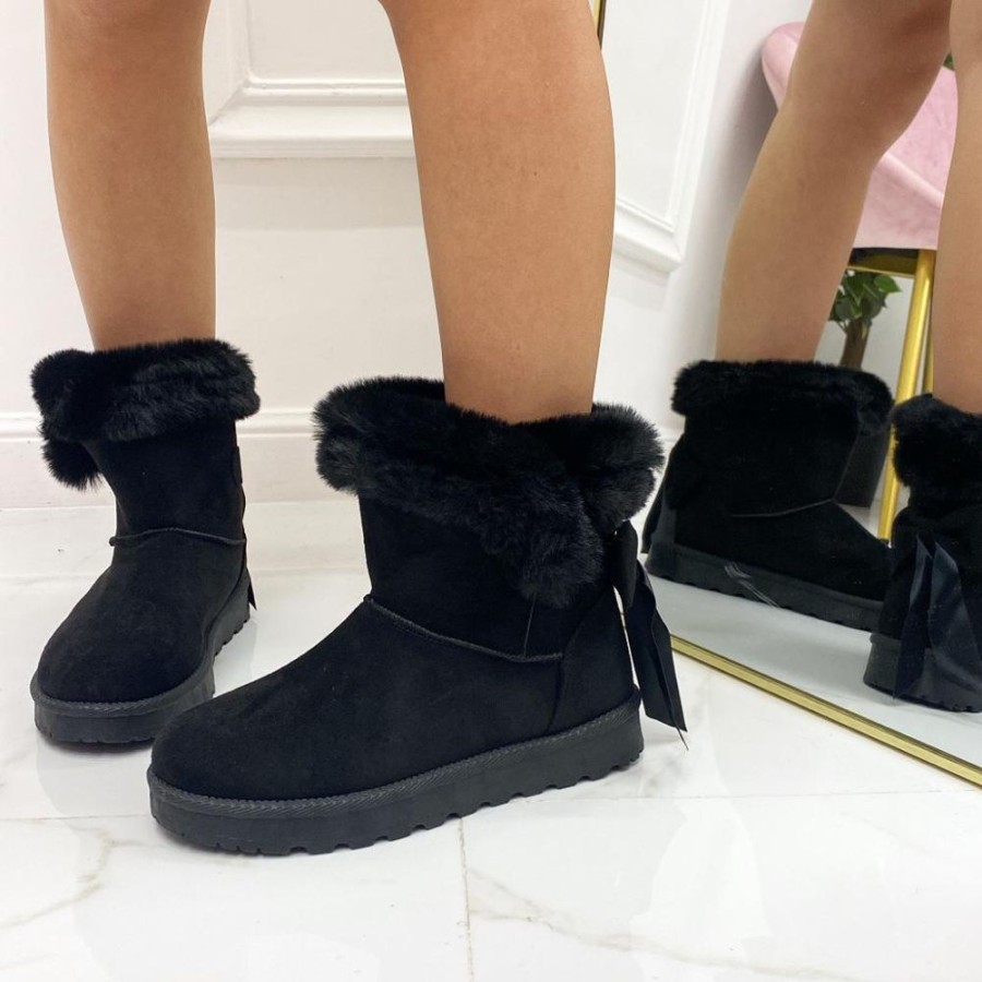 Eskimo Boots Primi Tacchi | Taylor -Stivaletto Eskimo Boots Fiocco Comodo Nero