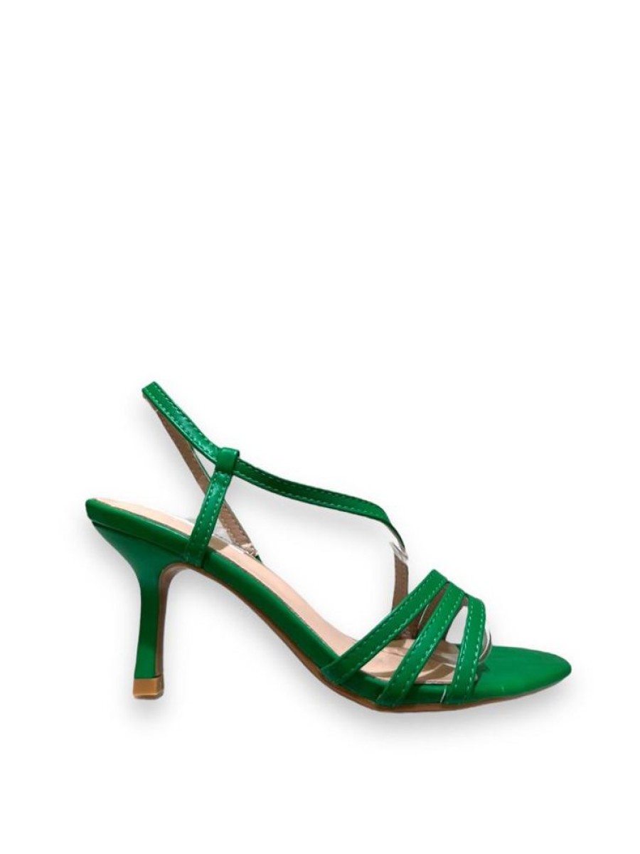 Sandali Con Tacco Primi Tacchi | Joey - Sandali Donna Punta Tonda Tacco Spillo Verde