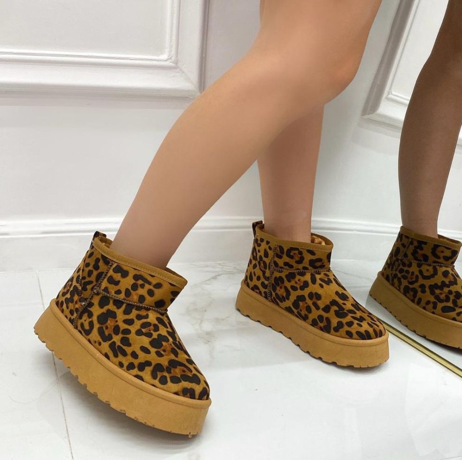 Eskimo Boots Primi Tacchi | Yumi - Stivaletto Eskimo Boots Gomma Alta Leopardato