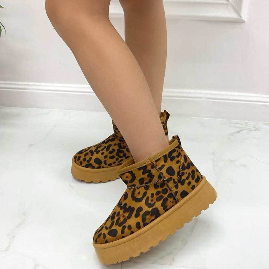 Eskimo Boots Primi Tacchi | Yumi - Stivaletto Eskimo Boots Gomma Alta Leopardato