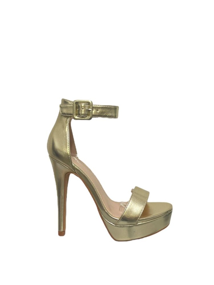 Sandali Con Tacco Primi Tacchi | Vale - Sandalo Donna Scarpe Tacco Alto Spillo Plateau Oro