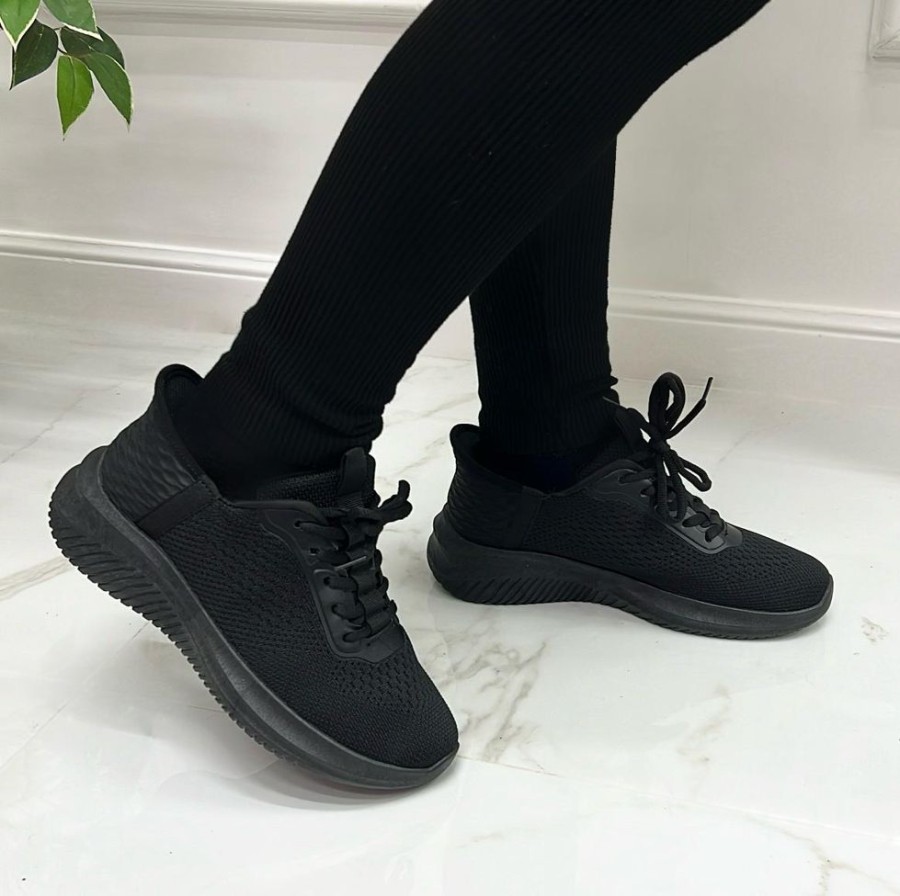 Sneakers Primi Tacchi | Sherlin - Sneakers Donna Lacci Comode Casual Nero