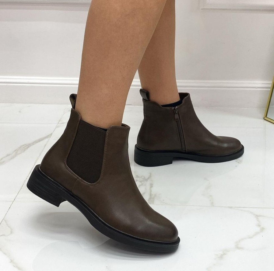 Stivaletti Primi Tacchi | Jenny - Stivaletto Anfibio Donna Scarpa Basso Casual Marrone