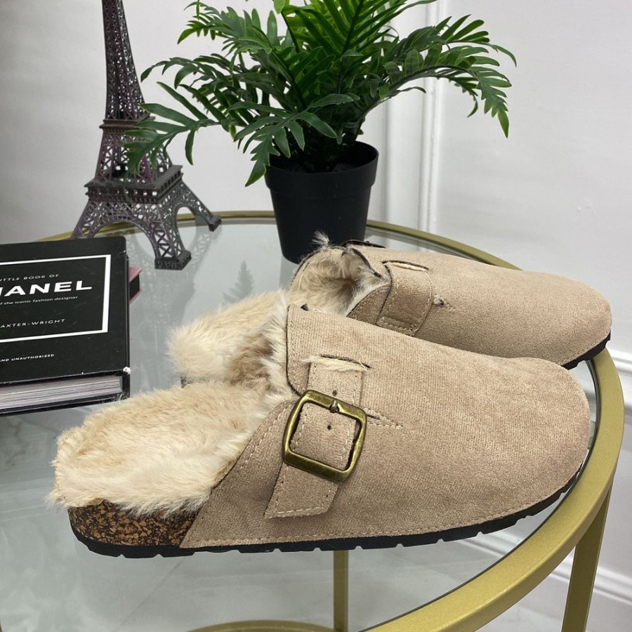 Eskimo Boots Primi Tacchi | Regy - Slippers Donna Scarpe Pelliccia Casual Khaki