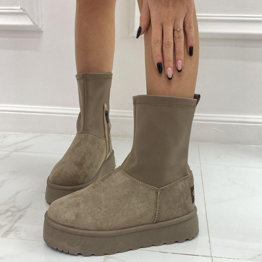 Eskimo Boots Primi Tacchi | Katrine - Stivaletto Eskimo Boots Comodo Elasticizzato Khaki