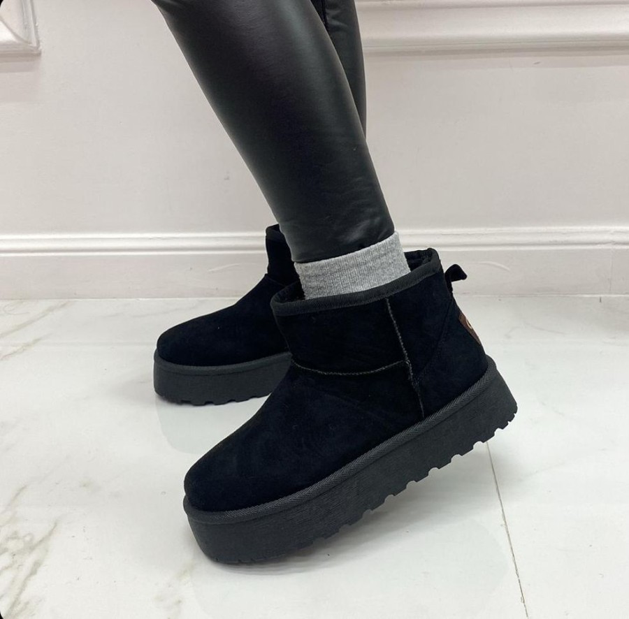 Eskimo Boots Primi Tacchi | Yumi - Stivaletto Eskimo Boots Gomma Alta Nero