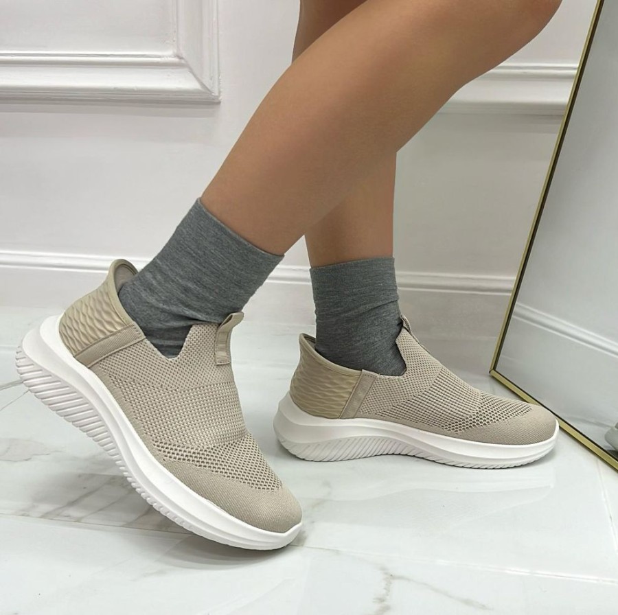 Sneakers Primi Tacchi | Madison - Sneakers Slip On Donna Scarpe Casual Comode Beige