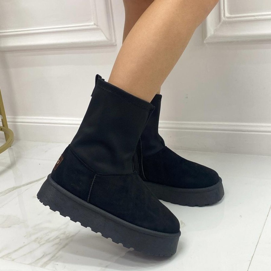 Eskimo Boots Primi Tacchi | Katrine - Stivaletto Eskimo Boots Comodo Elasticizzato Nero